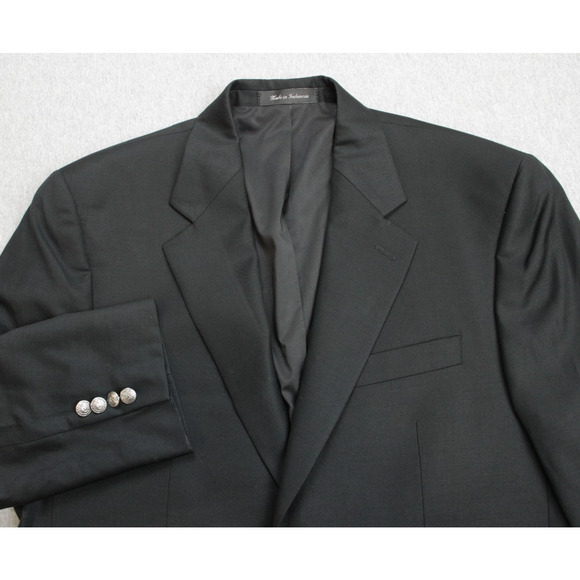 Lauren Ralph Lauren Blazer Men Size 40L Black 100% Wool 2 Buttons Silver Button - Picture 1 of 12